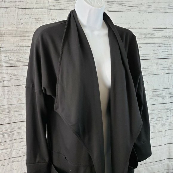 Pebble and Stone Womens Cardigan Sz Small Black Open Front Long Sleeve - Picture 2 of 7